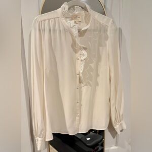 Sézane Chloe White Silk Blouse